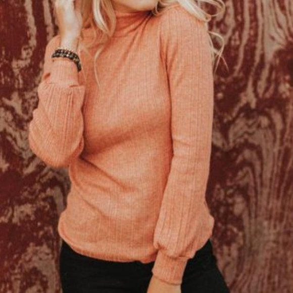 Roolee Tops - Soft Coral Turtleneck!